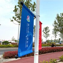 Stainless steel light pole road flag custom galvanized pipe outdoor road community telephone pole street light pole double-sided advertising