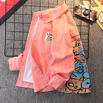 Balabala Boys Street Shirts 2024 Spring and Autumn Model Korean Version Childrens Spring Clothing New Shirt Jacket for Medium and Large Children