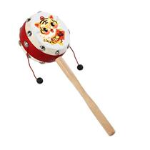 Rattle baby toy chewable hand-cranked wave drum baby wooden sheepskin traditional children newborn boys and girls
