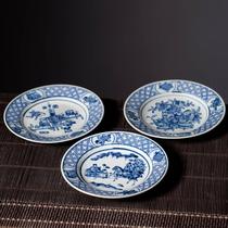 High-end hand-painted blue and white retro pot with dry teapot Jingdezhen ceramic saucer pot tray fruit plate kung fu tea set tea set