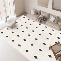 High-end French black stone apartment carpet living room bedroom coffee table mat light luxury retro chessboard modern loop velvet easy to care for