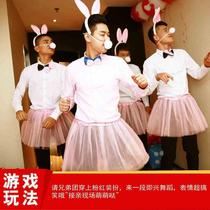 Matchmaking game props plush rabbit headband three-piece ear tie childrens festival performance wedding supplies