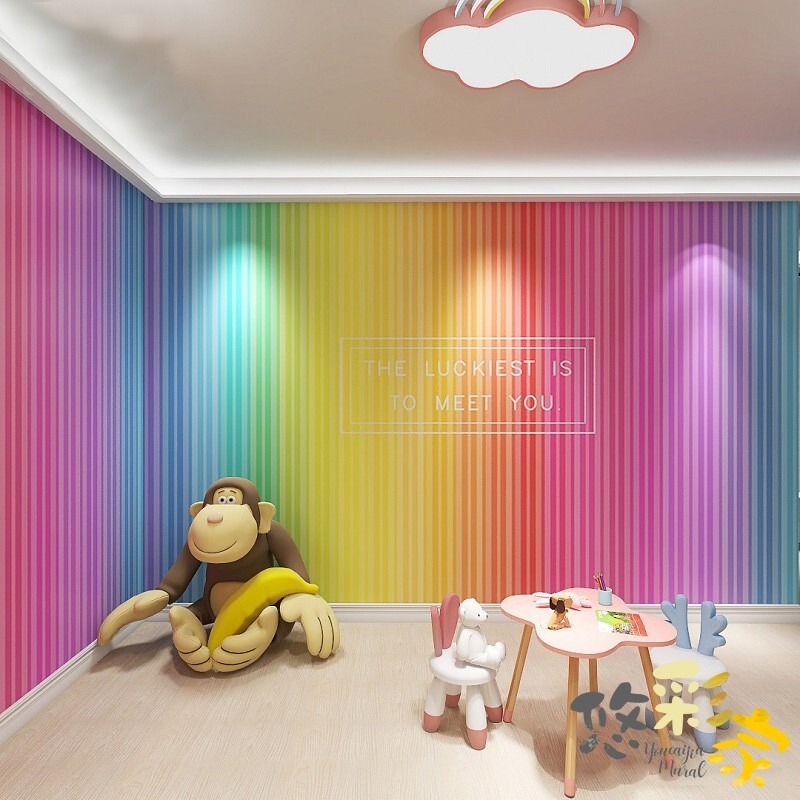 Ins Colorful Gradient Container Wallpaper Rainbow Milk Tea Shop Nail Salon Clothing Store Internet Celebrity Photo Background Wall Wallpaper