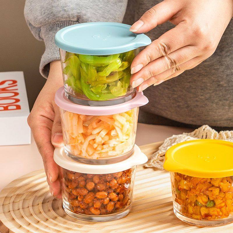 Стеклянная миска для маринадов, коробка для упаковки пищевых продуктов, герметичная миска для хранения свежих продуктов, коробка для хранения, маленькая миска для пищевых продуктов с утолщением, герметичная банка с крышкой