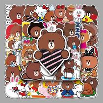 52 sheets of Brown Bear applique with Nicole Rabbit Sally duck cute cartoon motif to decorate ipad phone suitcase stickers