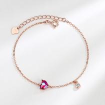 Rose gold red love bracelet for women sterling silver Korean version niche ins heart-shaped bestie bracelet light luxury versatile bracelet