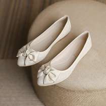 Professional shoes ballet little fragrance lady temperament versatile bow shallow scoop flat bottom womens single work shoes for all seasons