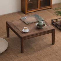 High-end black walnut Kang table retro all-solid wood small tea table bay window table tea space small tea room on tatami