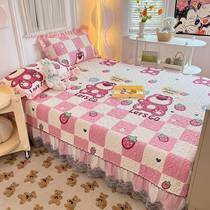 Childrens 100% cotton tatami bed cover 100% cotton non-slip quilted bed sheet 3-4 piece set Kang cover can be customized for all seasons