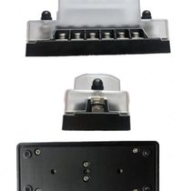 Modified straight car fuse box with 612 in and 612 out screws and nuts to fix the multi-channel fuse holder and flame retardant 6)