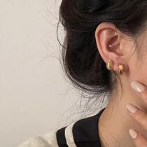 Niche retro fashion personality simple horn small bamboo earrings female ins trend internet celebrity temperament cold wind earrings