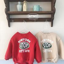 Infant and toddler spring clothes Korean style childrens clothing baby sweatshirt 2024 spring new baby red sweatshirt
