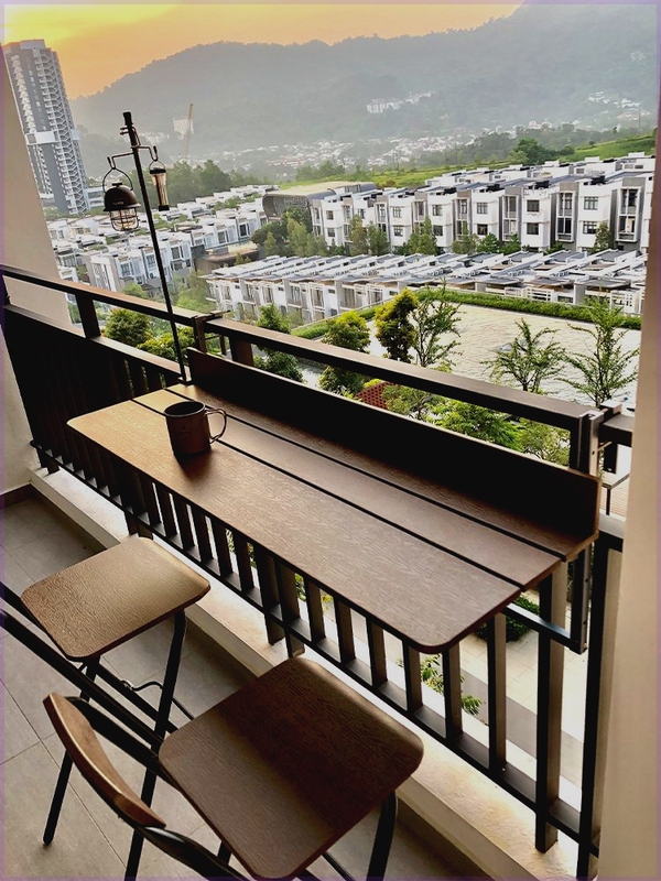 Balcony Railing Hanging Bar Table Small Apartment Home Bar Computer Table Special Foldableing Special Desk and Chair