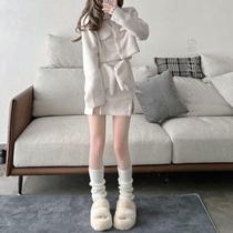 Warm jk vertical calf pile autumn and winter socks ins knitted cold-proof hot girl set Japanese girl versatile leg socks set