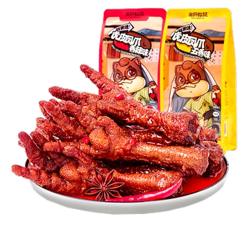 Three Squirrels Tiger Skin Chicken Feet Snack - Spicy and Five-Spice Hot Pot Snack for Binge-Watching