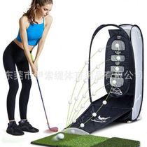 Golf indoor and outdoor swing and chipping practice net trainer portable removable hitting cage set short grass mat