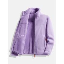Cardigan fleece womens autumn and winter jacket lining coral velvet thickened polar fleece jacket mens trendy