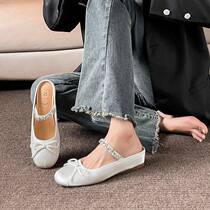 T258-8 Small mens inner height 4CM single shoes French gentle style bow womens white flat shoes 34-40