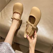 Soft sole round toe flat Mary Jane shoes for women summer 2024 spring new versatile granny shoes bean shoes single shoes for women