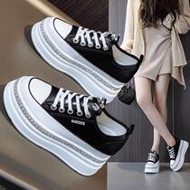Rhinestone thick-soled womens shoes 2024 spring and summer new inner heightening dad shoes small versatile casual white shoes sneakers