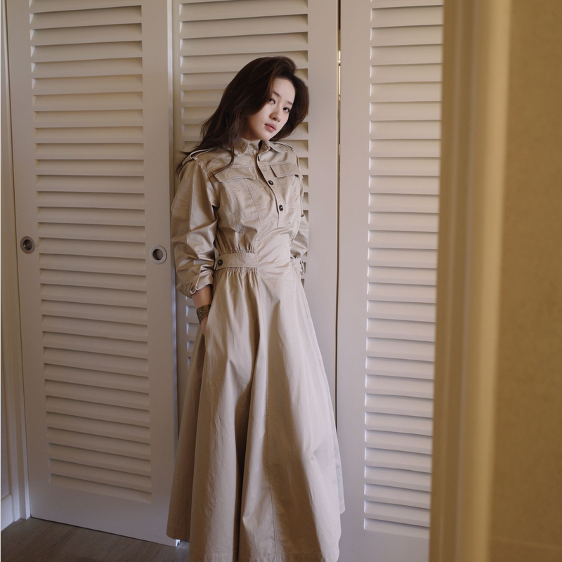 Utwu Xiaomin's "Parisian Style" 100% Cotton Old Money High-End Slimming Trench Coat Dress Utbq1002