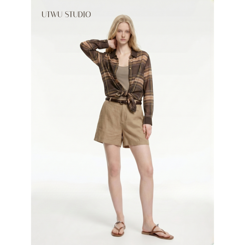 Utwu Xiaomin's "Summer Style" 1Oo Ramie Texture Retro Slimming Lapel Shirt Utbc1031 Utwu Xiaomin's "Summer Style" 1Oo Ramie Texture Retro Slimming Lapel Shirt Utbc1031