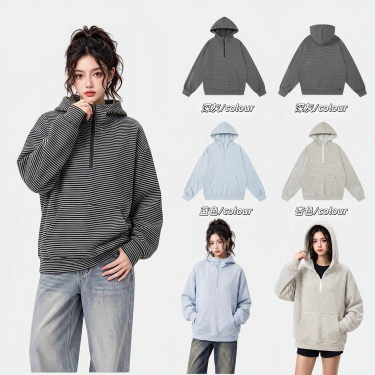 Mountain-Style Outdoor Half-Zip Hooded Sweatshirt, Loose Pullover Hoodie, Commuting and Hiking Jacket for Men and Women, Couple's Outerwear Mountain-Style Outdoor Half-Zip Hooded Sweatshirt, Loose Pullover Hoodie, Commuting and Hiking Jacket for Men and Women, Couple's Outerwear