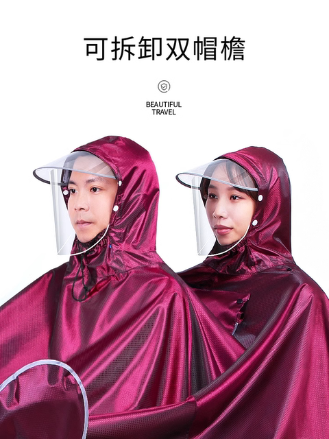 Electric Motorcycle Raincoat for Men and Women, Single or Double Rider, Long Full-Body Rainproof Poncho, Extra Large and Thick for Riding