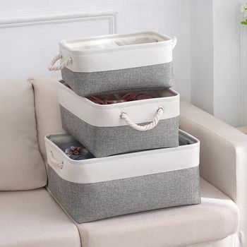 Cotton and linen storage basket household miscellaneous l storage supplies modern simple cotton and linen storage box toy storage basket supply