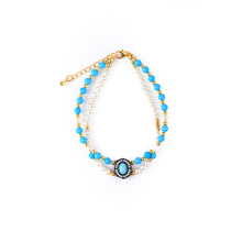 (Q Jewelry)S925 Silver Turquoise Pearl Bracelet Slightly Different