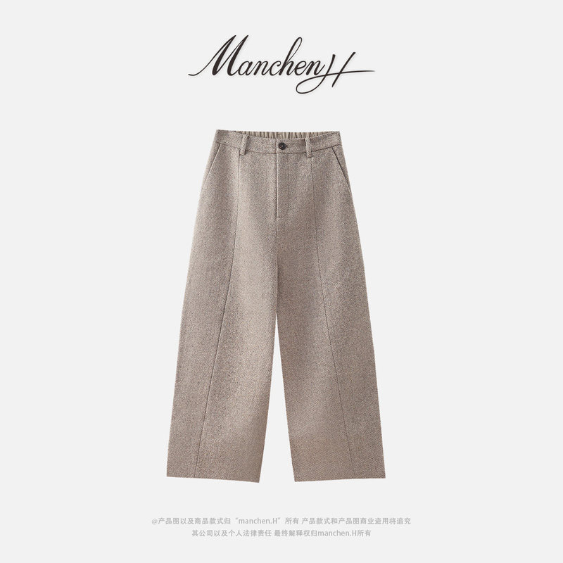 Manchenh Italian Floral Wool Pants, Italian Imported Wool Yarn Tailored Cropped Pants (Semi-Elastic Waist) Manchenh Italian Floral Wool Pants, Italian Imported Wool Yarn Tailored Cropped Pants (Semi-Elastic Waist)