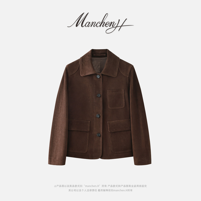Manchenh "Equestrian Gift" Turkish Imported Suede Lambskin Lapel Bomber Jacket Manchenh "Equestrian Gift" Turkish Imported Suede Lambskin Lapel Bomber Jacket