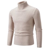 Autumn Winter Turtleneck Sweater Men Warm Knitted Solid Colo