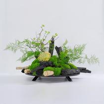 New Chinese style modern simple immortal moss dry branches simulated floral green plants large dining table bar coffee table ornaments