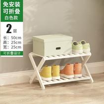 Folding shoe cabinet door outside the corridor solid wood pure solid wood small shoe rack dormitory college student dormitory small narrow and simple