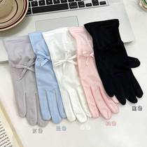 Touch screen sun protection gloves summer new ice silk anti-UV five-finger gloves womens Korean version Japanese foreign trade