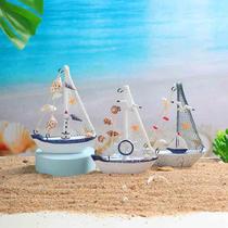 Mediterranean wooden mini sailboat smooth sailing home desktop sailboat model seaside travel commemorative gift