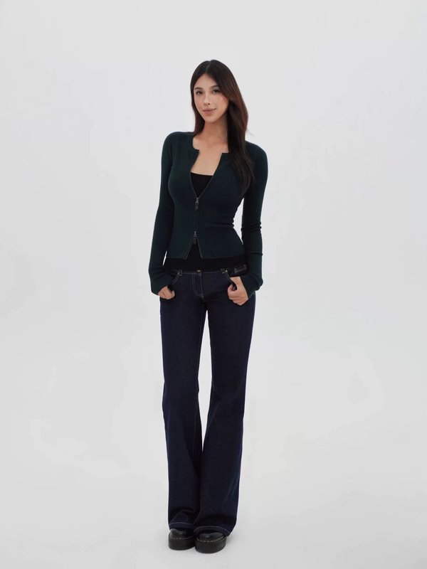 Jim Kenneth Low-Rise Natural Color Straight-Leg Bootcut Denim Pants
