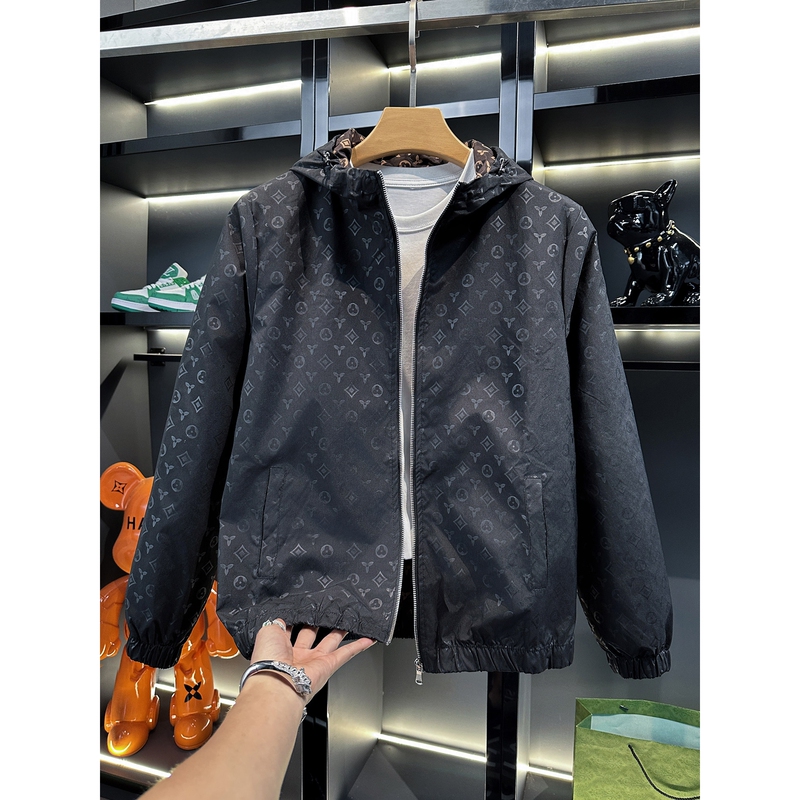 Lvаfgн Official Website European Station Trendy Jacquard Hooded Jacket for Men 2025 Spring New Thin Casual Versatile