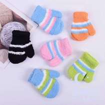 Gloves childrens plush gloves for men and women plus infants and boys adult baby five-finger gloves warm girls autumn and winter fleece