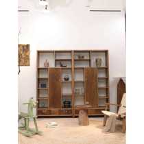 Wabi-sabi style retro weathered old wood rack solid wood tea display rack living room B&B office