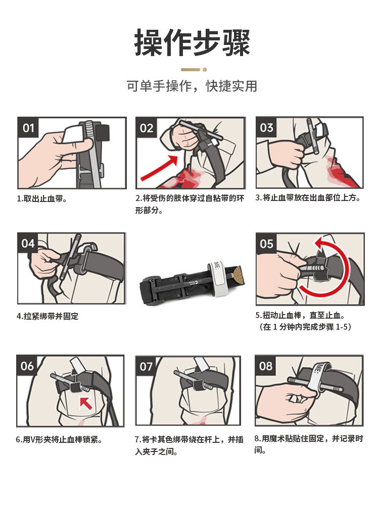 Rhino Rescue Emergency Tactical Tourniquet Twist-Type One-Hand Operation Thickened Bandage for Hiking