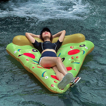 Pizza float swimming inflatable floating bed adult water lounge chair air cushion enlarged and thickened swimming pool water toy