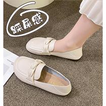 Li Ning Hydrogen Mall same style genuine leather flat shoes for women 2024 new spring one-on-one beanie shoes versatile