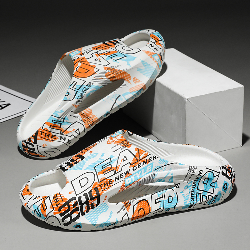 Strait Tiger Slippers Men's New Trendy Versatile Men's Outdoor Wear soft sole Soft Sole Anti-Slip Slide Slippers