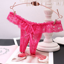 Sexy underwear Pearl Le vagina open crotch free T-string 2024 new sexy underwear temptation can be inserted into women