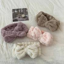 ins style simple big bow wash your face apply facial mask makeup elastic headband bangs hairband women solid color