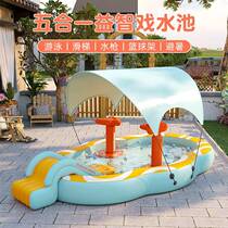 Inflatable castle water park childrens swimming pool home folding slide large baby play water childrens paddling pool