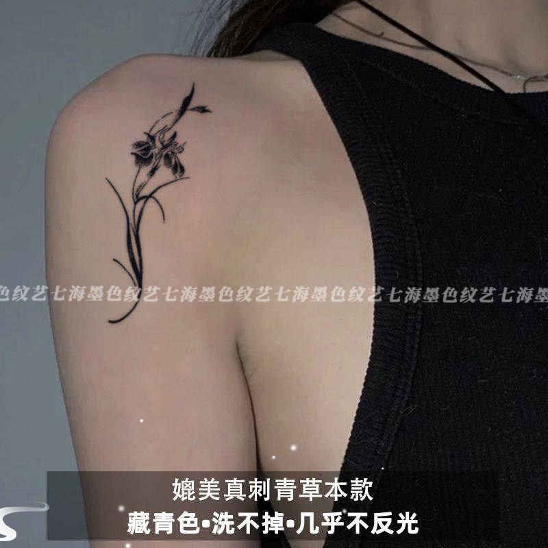 Yiyoujing Orchid Tattoo Sticker Herbal Semi-Waterproof Long-Lasting Realistic Wrist Clavicle Flower Arm Elegant Orchid Flower