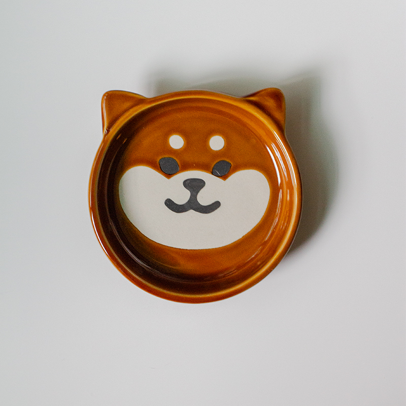 Chaigou Dish (In Stock)Japanese  Kitty ceramics relief Cartoon Well done! Soup cup With cover Water cup Mug teacup coffee cup grey a plate